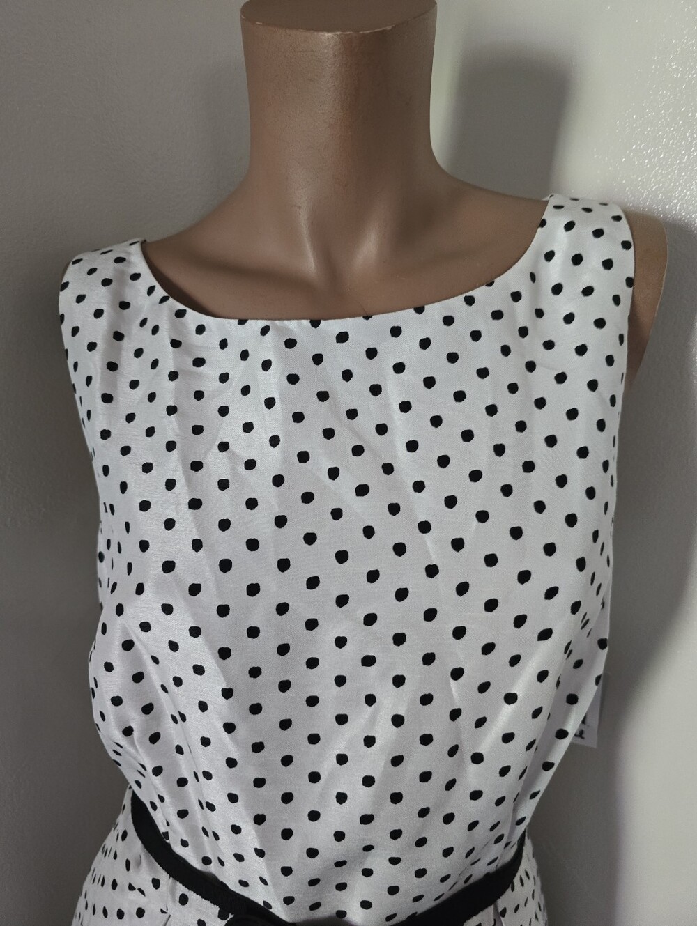 Danny & Nicole Polka Dot Fit & Flare Dress Pleated Belted Pockets Size 12 NWT - Picture 4 of 12